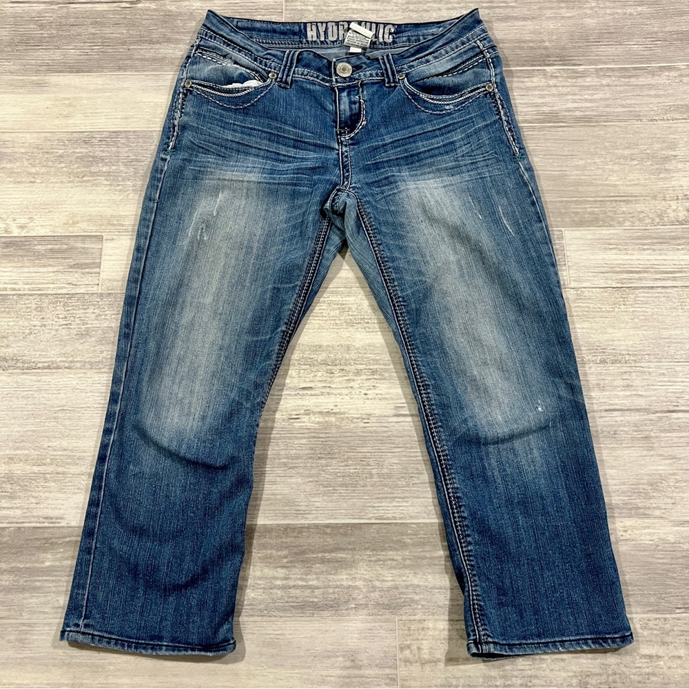 Hydraulic Women's Jean Capri Size 7/8 (31X22)‎ Blue Medium Wash Low Rise Denim